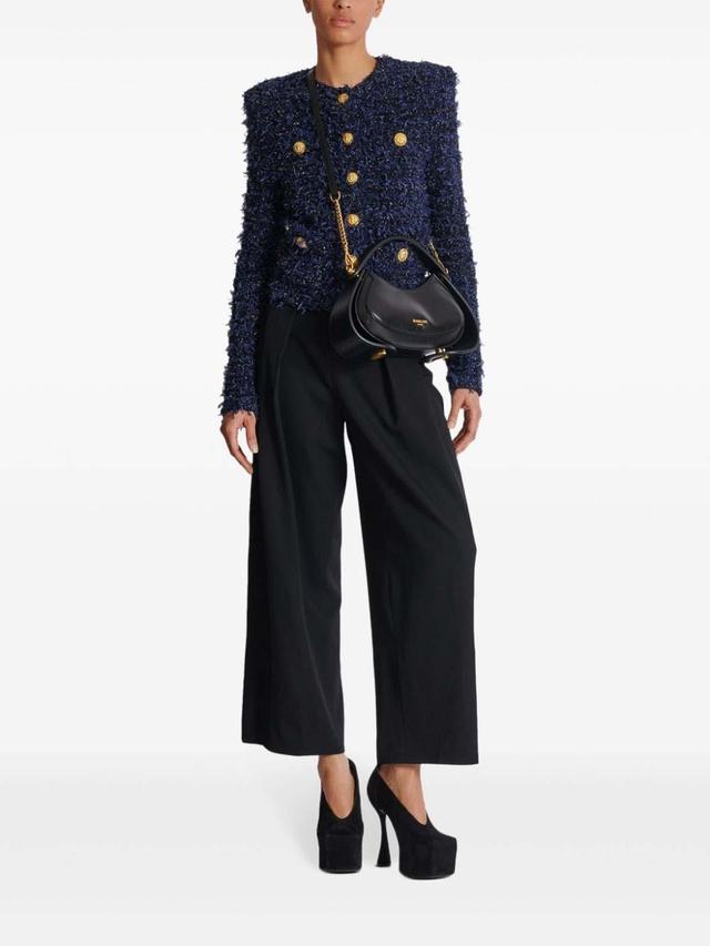 BALMAIN Buttoned Tweed Jacket In Blue Product Image