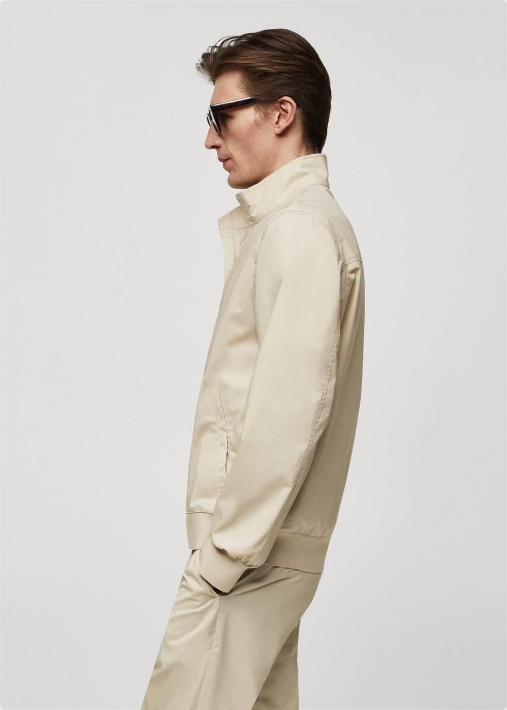 MANGO MAN - Stretch cotton jacket with zipper sandMen Product Image