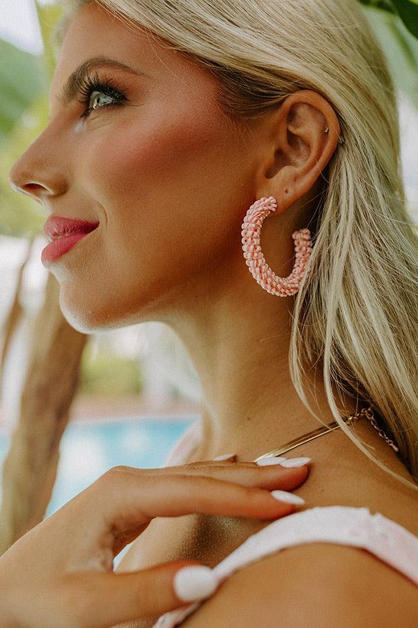 Looking Sassy Hoop Earrings In Light Pink Product Image