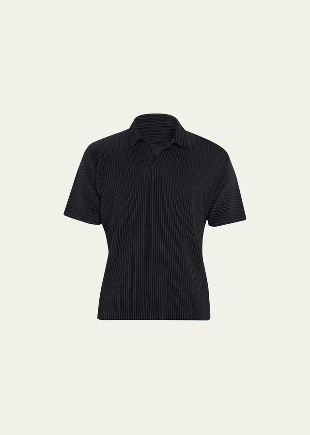 Mens Pleated Polo Shirt Product Image