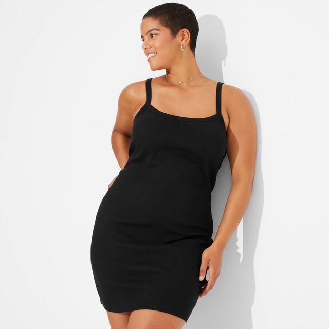 Womens Scoop Back Ribbed Mini Bodycon Dress - Wild Fable Black 1X Product Image