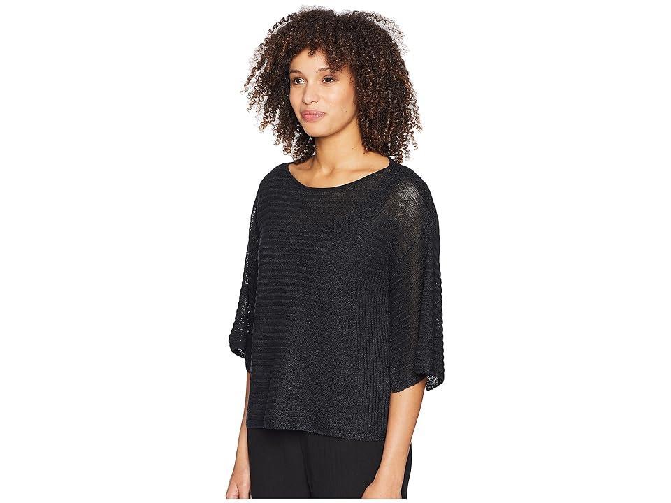 Eileen Fisher Bateau Neck Top (Deep Adriatic) Women's Short Sleeve Pullover Product Image