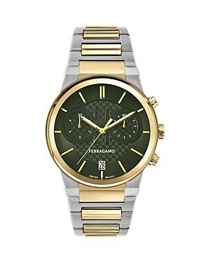 Salvatore Ferragamo Mens Swiss Chronograph Two-Tone Stainless Steel Bracelet Watch 41mm Product Image