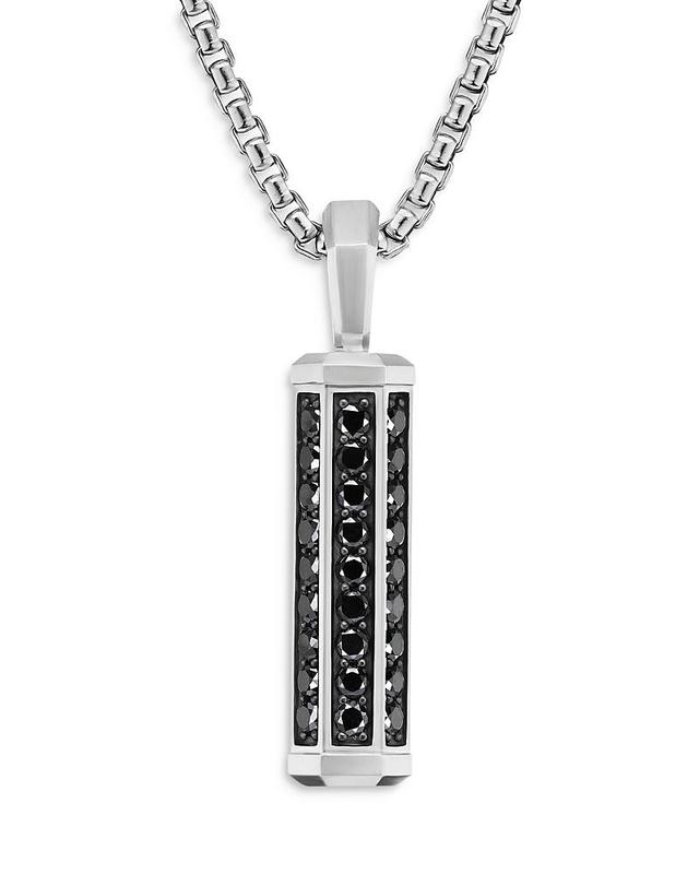 Mens Hex Sterling Silver & Black Diamond Amulet Product Image