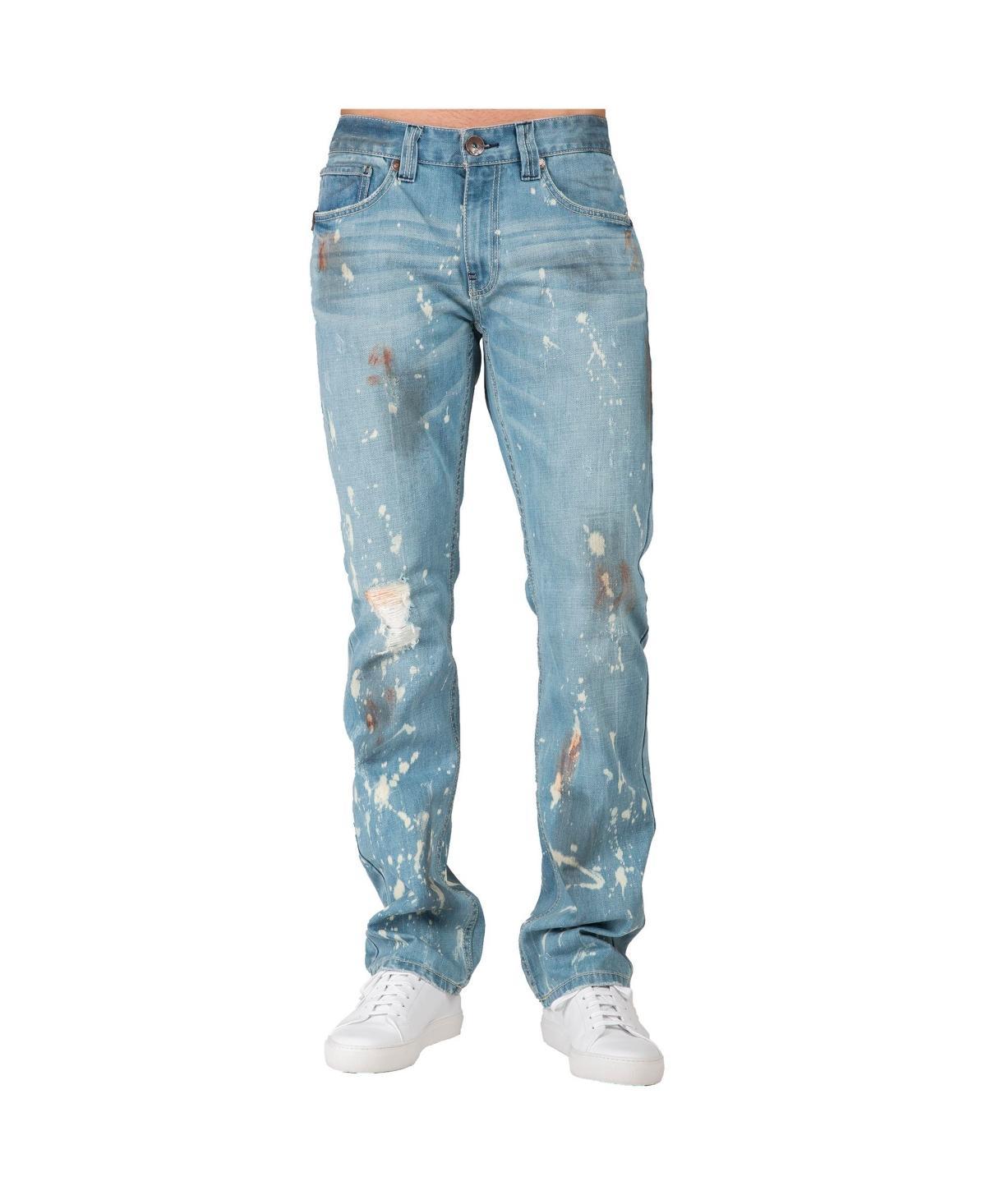 Mens Hand Crafted Wash Slim Straight Premium Denim Jeans Product Image