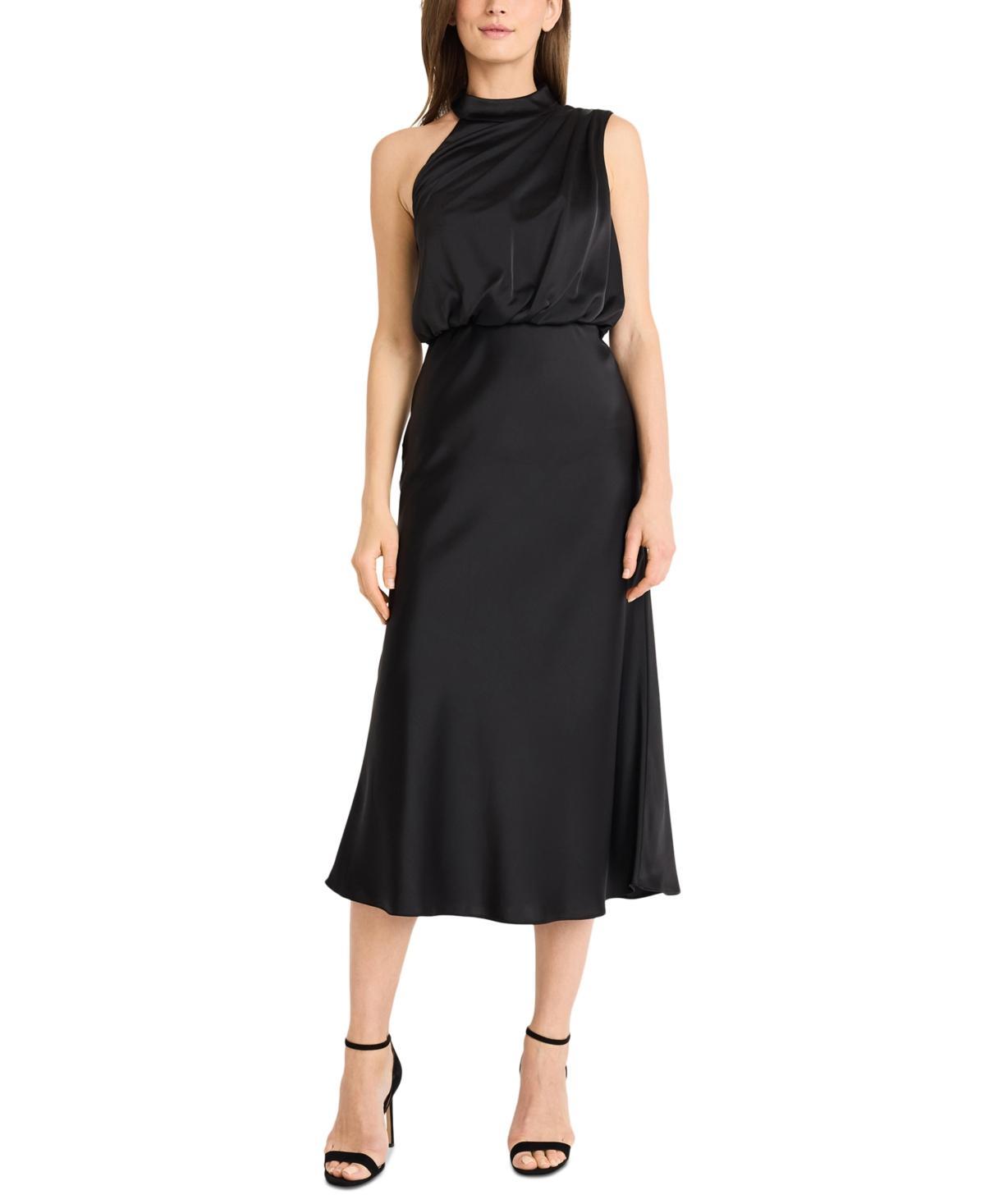 Maggy London Womens High-Neck Asymmetric-Shoulder Dress Product Image