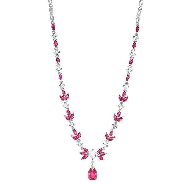 Sterling Silver Lab-Created Ruby & Lab-Created White Sapphire Necklace, Womens Product Image