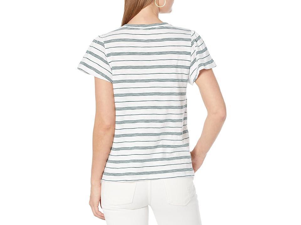 Lilla P Shirred Short Sleeve Crew Neck (Sea Moss Stripe) Women's T Shirt product image