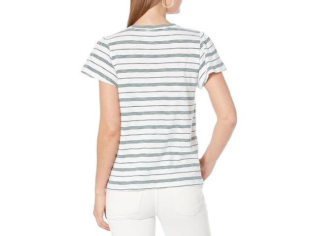 Lilla P Shirred Short Sleeve Crew Neck (Sea Moss Stripe) Women's T Shirt Product Image