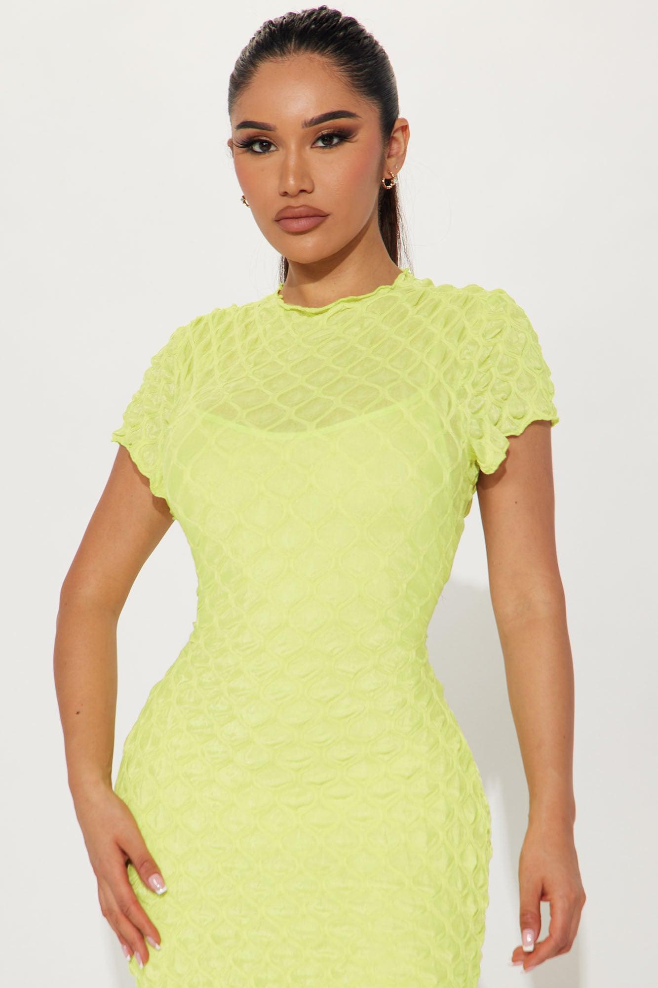 Jazmine Textured Maxi Dress - Lime Product Image