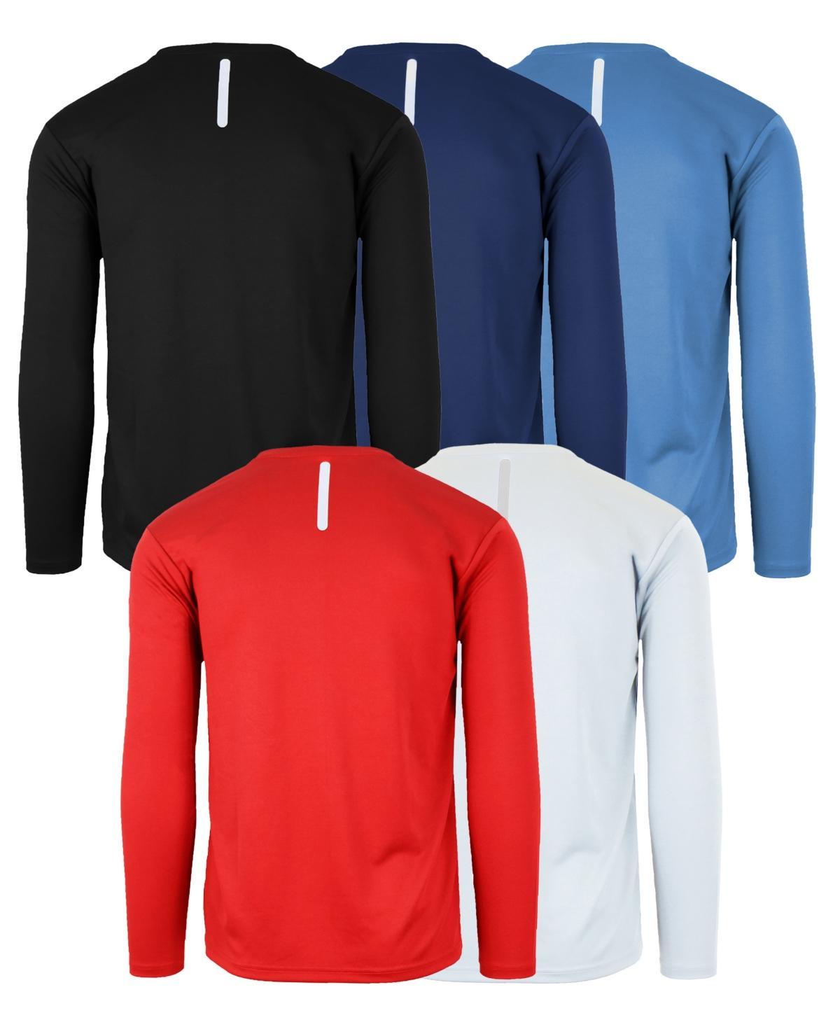 Galaxy By Harvic Mens Long Sleeve Moisture-Wicking Performance Crew Neck Tee -5 Pack Product Image