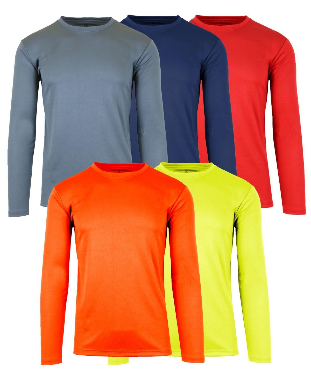 Galaxy By Harvic Mens Long Sleeve Moisture-Wicking Performance Crew Neck Tee -5 Pack Product Image