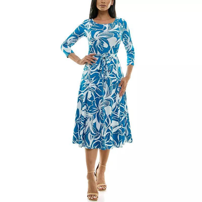 Womens Nina Leonard Sylvia Midi Dress With Belt Product Image