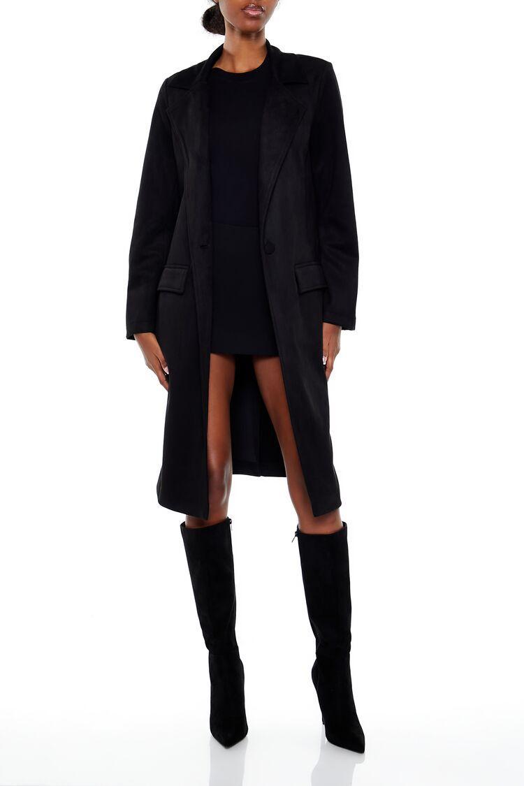 Faux Suede Longline Trench Coat | Forever 21 Product Image