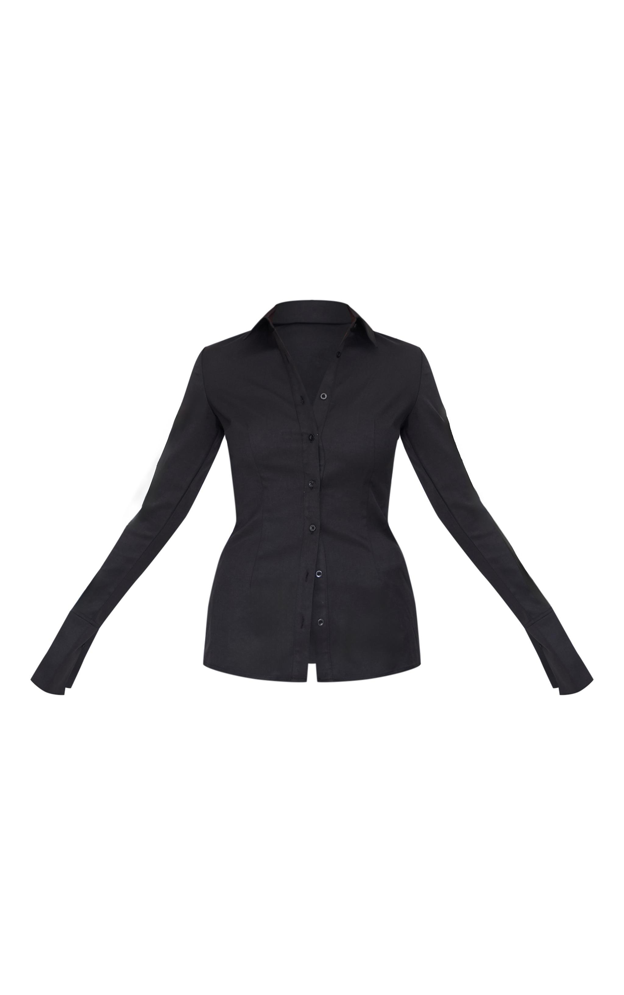 Black Woven Fitted Shirt Product Image