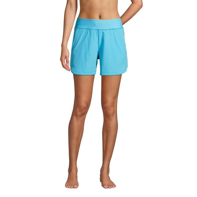 Womens Lands End Curvy Fit 5 Quick Dry Swim Shorts Deep Blue Product Image