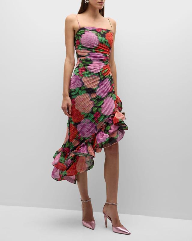 Womens Jude Garden-Print Chiffon Asymmetric Dress Product Image