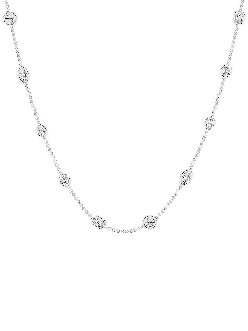 Womens 14K White Gold & 3 TCW Natural Diamond Station Necklace Product Image