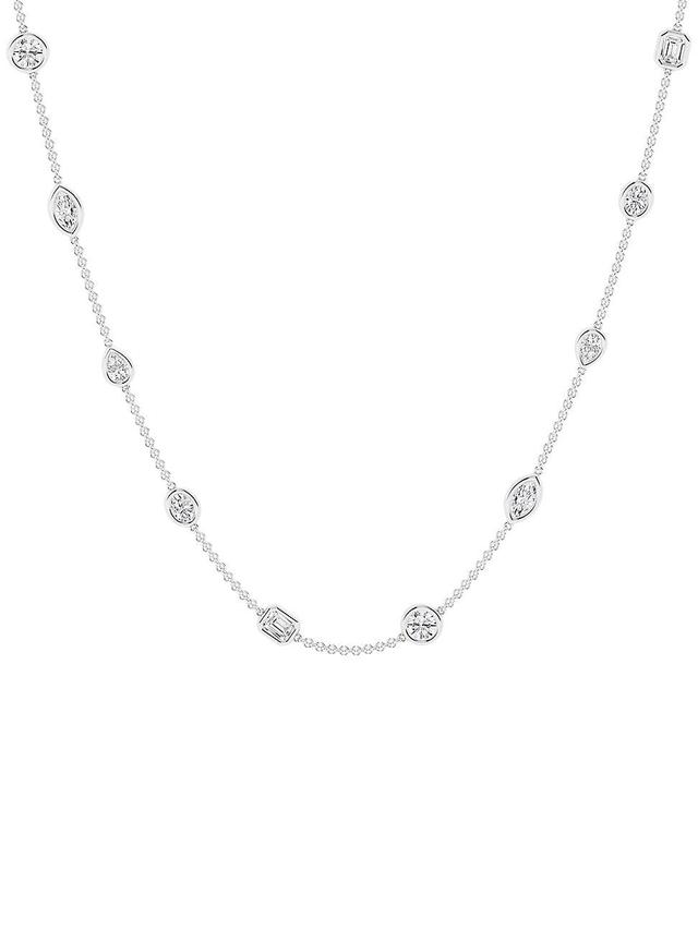 Womens 14K White Gold & 3 TCW Natural Diamond Station Necklace Product Image