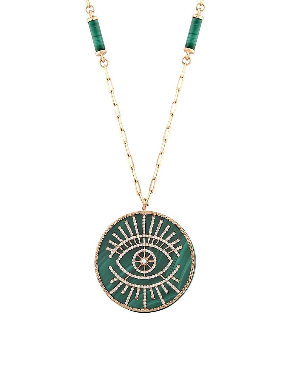 Womens Eye Light 18K Rose Gold, 0.68 TCW Diamond, & Malachite Pendant Necklace Product Image