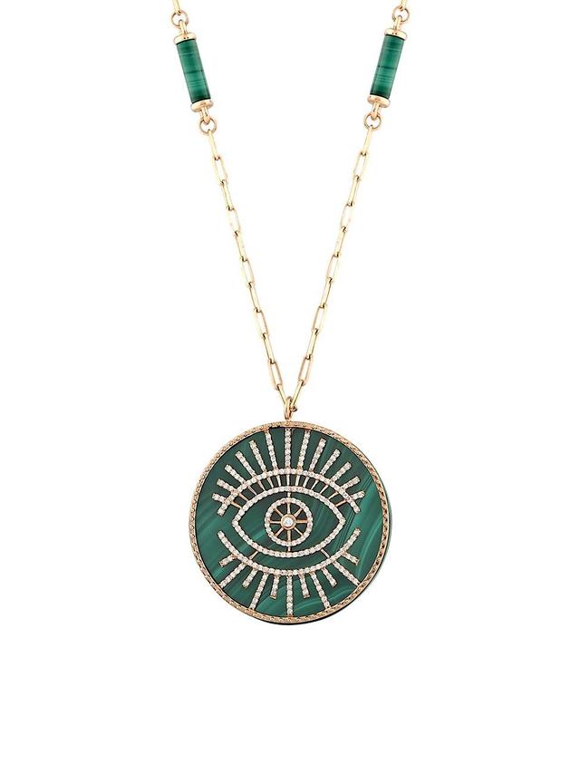 Womens Eye Light 18K Rose Gold, 0.68 TCW Diamond, & Malachite Pendant Necklace Product Image