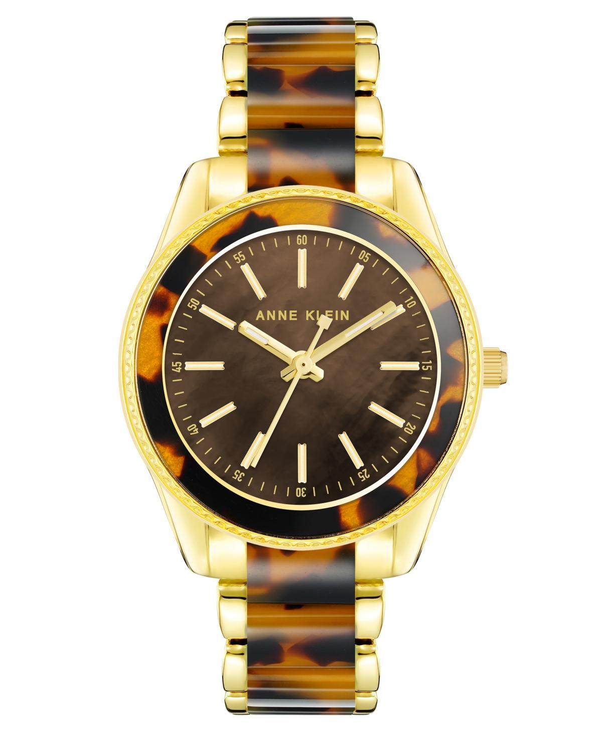 Anne Klein Womens Quartz Gold-Tone Alloy and Tortoise Acetate Watch, 37.5mm Product Image