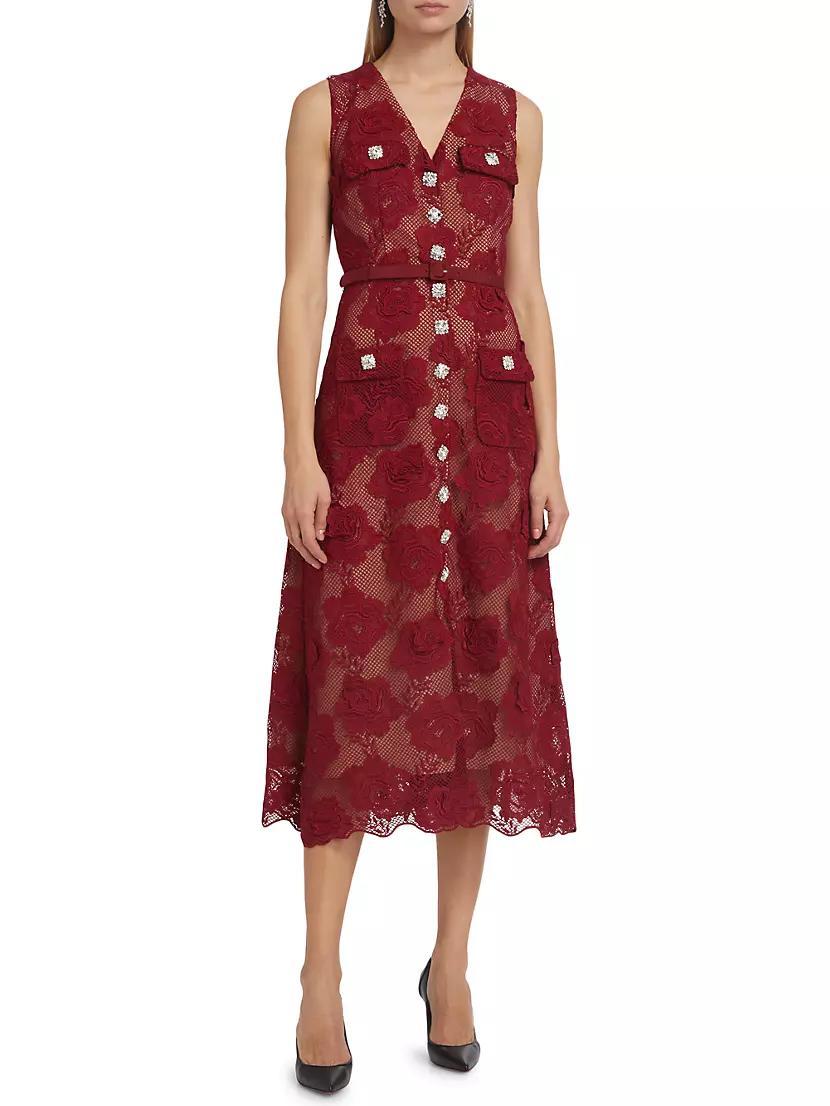 Lace Button-Front Midi-Dress Product Image