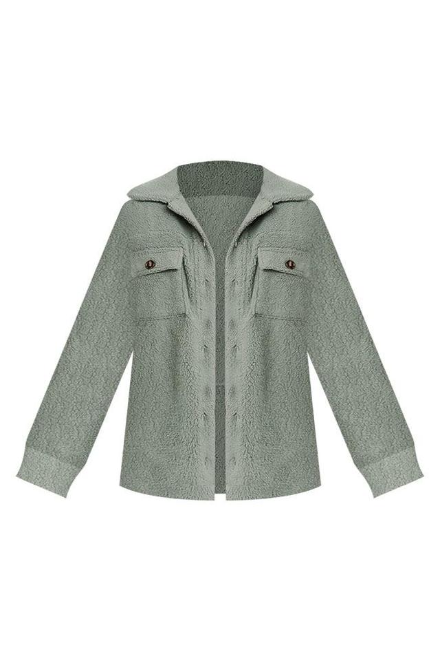 Wonderful Soul Olive Sherpa Shacket Product Image