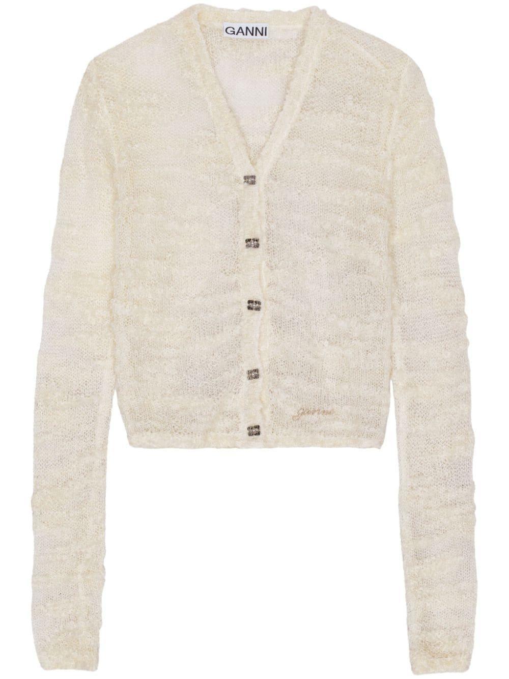 sheer open-knit cardigan Product Image