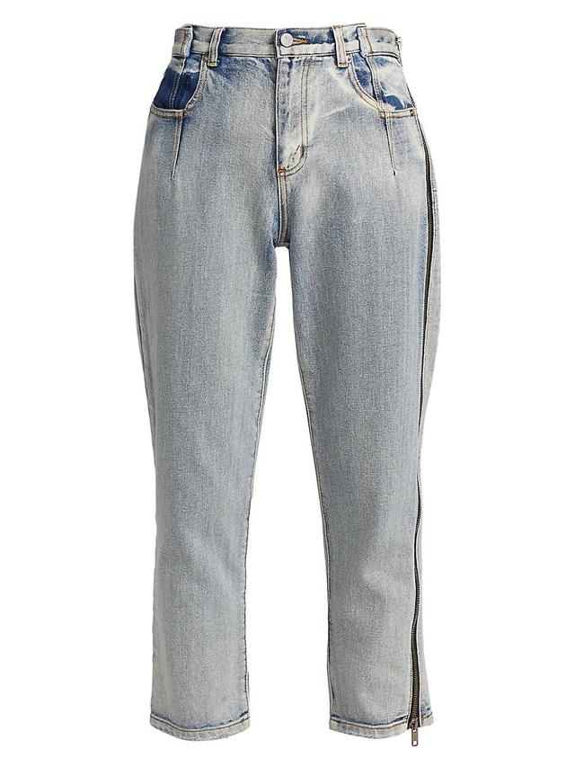 Womens High-Rise Zip Detail Straight-Leg Jeans Product Image