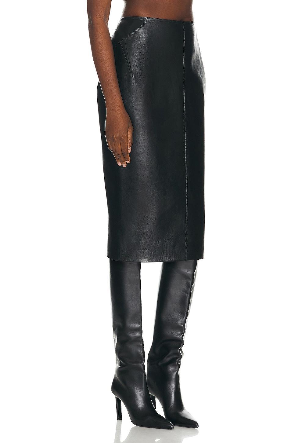 ALAÏA Leather Pencil Skirt Black. (also in ). Product Image