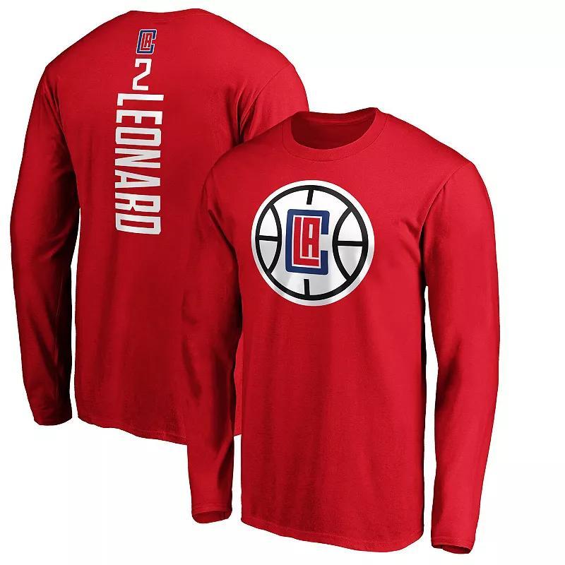 Mens Kawhi Leonard Red La Clippers Team Playmaker Name Number Long Sleeve T-shirt Product Image