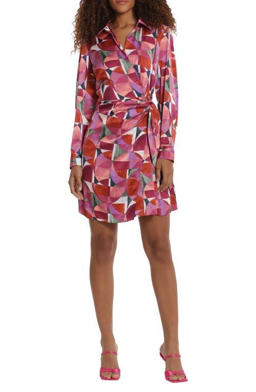 DONNA MORGAN FOR MAGGY Geo Print Long Sleeve Wrap Shirtdress Product Image