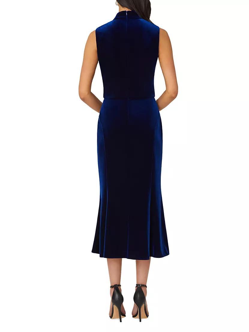 Audrey Velvet Draped Midi-Dress Product Image