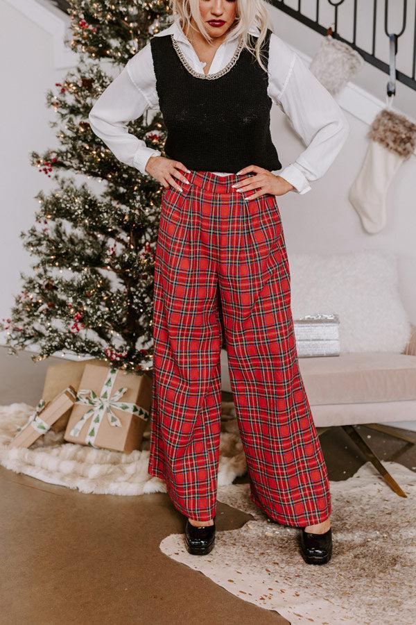 The Kaylie Wide Leg Plaid Pants Product Image