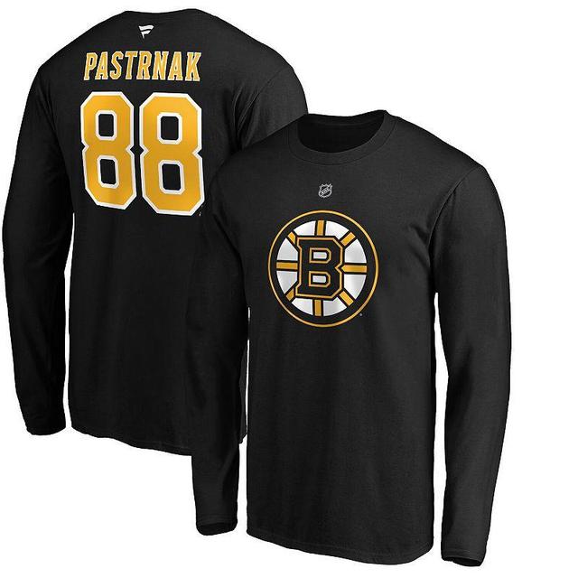 Mens Fanatics Branded David Pastrnak Boston Bruins Authentic Stack Name & Number Long Sleeve T-Shirt Product Image