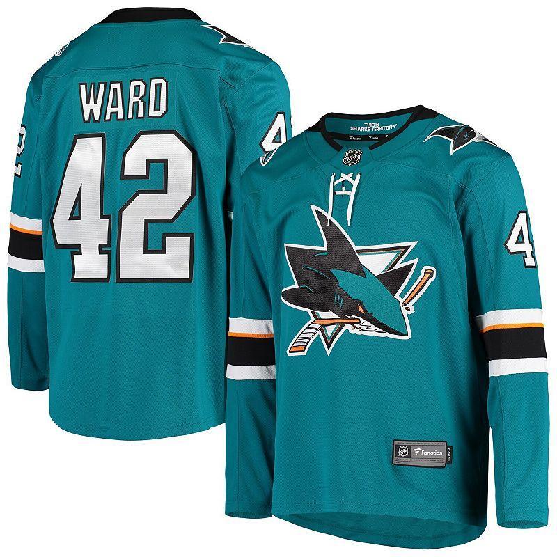 Mens Fanatics Branded Joel Ward Teal San Jose Sharks Breakaway Home Player Jersey Product Image