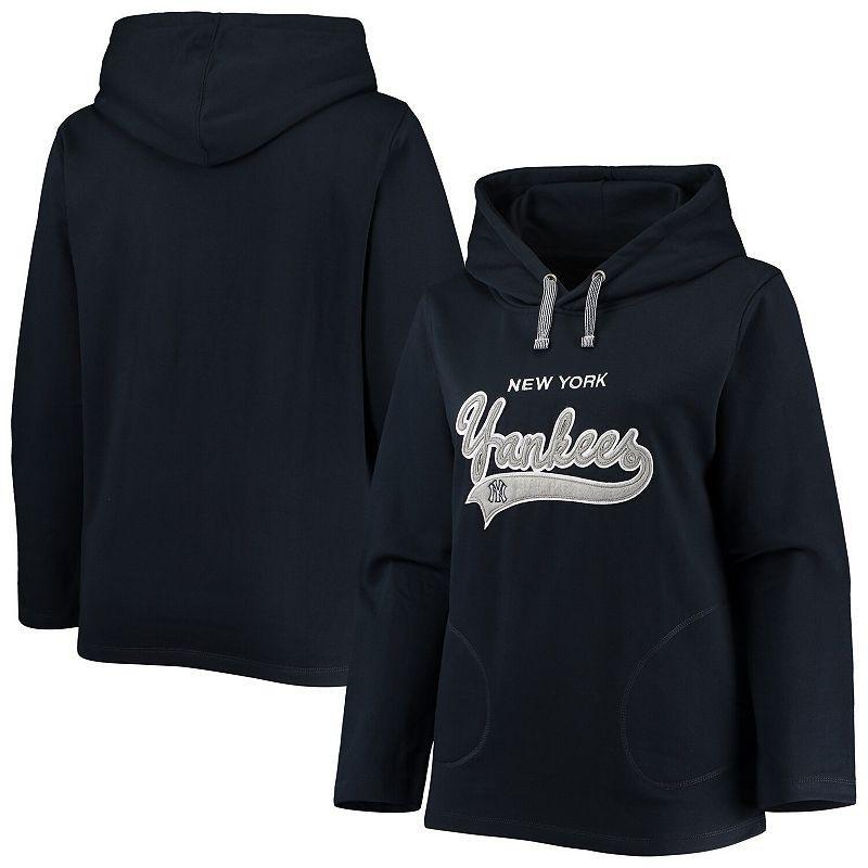 Womens Soft as a Grape New York Yankees Plus Size Side Split Pullover Hoodie Blue Product Image