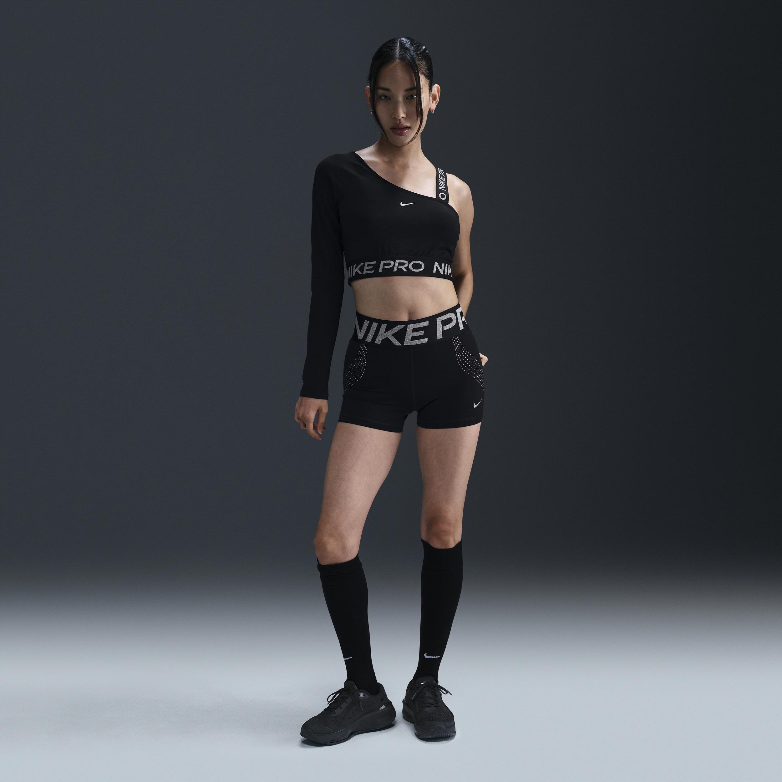 Womens Nike Pro Shine Dri-FIT Asymmetrical Cropped Top Product Image