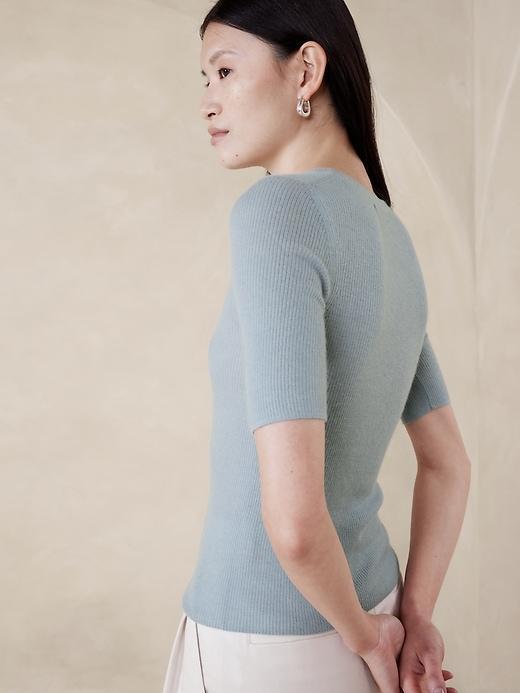 Caro Lightweight Cashmere Short-Sleeve Sweater Product Image