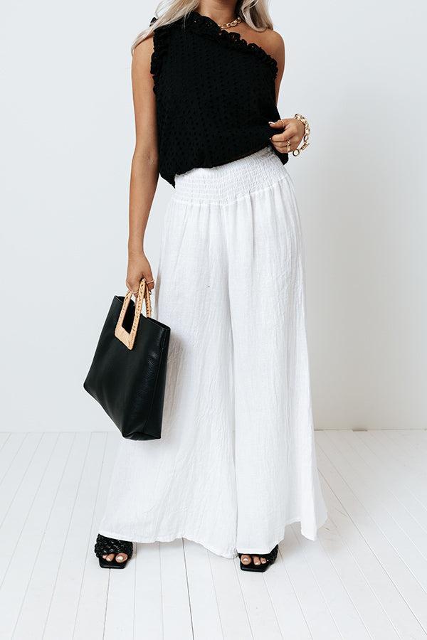 The Nirvana High Waist Linen Pants In White Product Image