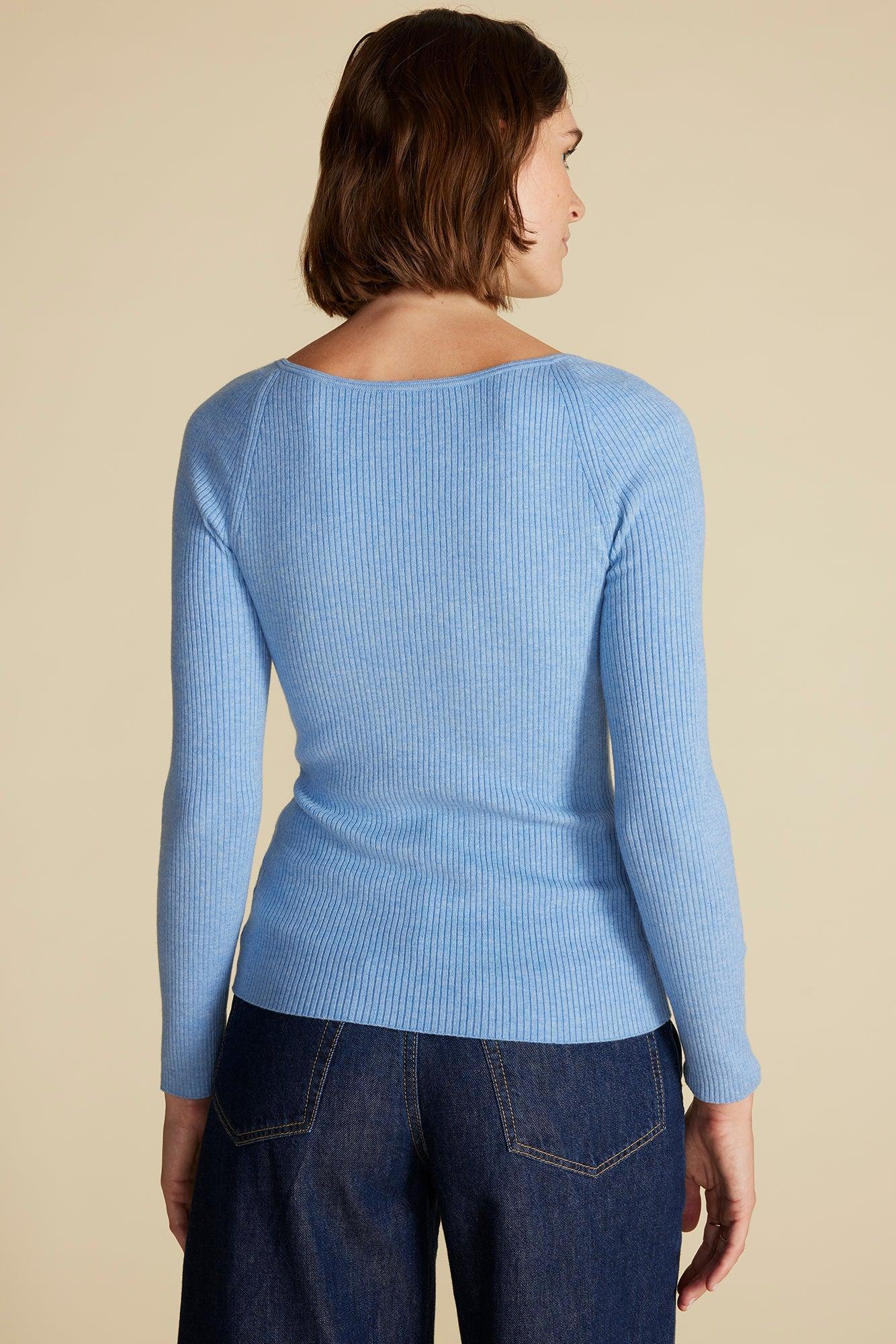 Maelle Square Neck Sweater - Sky Blue Product Image