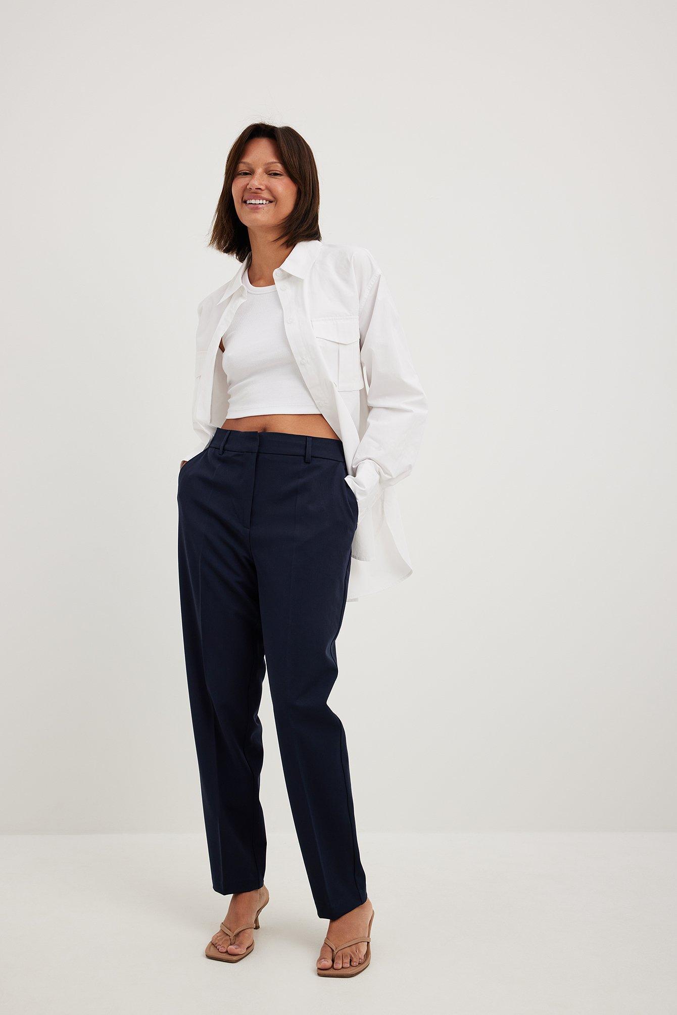 Straight High Waist Cropped Suit Pants Product Image