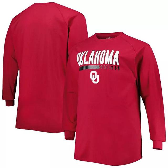 Mens Crimson Oklahoma Sooners Big and Tall Two-Hit Raglan Long Sleeve T-shirt Product Image