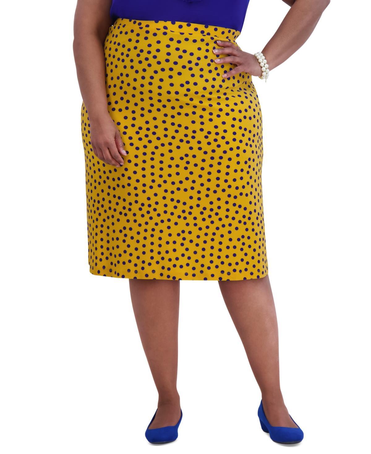 Kasper Womens Ity Dot-Print A-Line Pull-On Skirt - Royal Sig/ Product Image