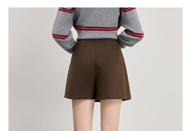 High Waist Plain Asymmetrical Pleated Skort Product Image