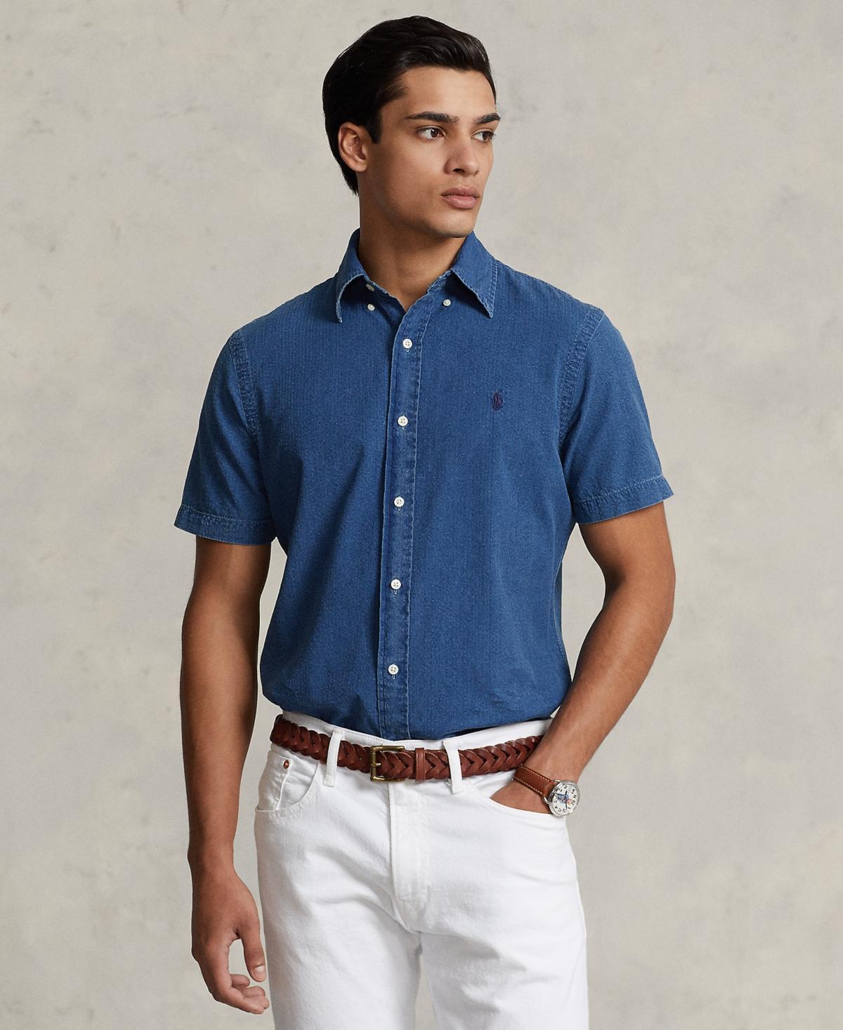 Polo Ralph Lauren Classic Fit Seersucker Shirt (Dark Indigo) Men's Clothing Product Image