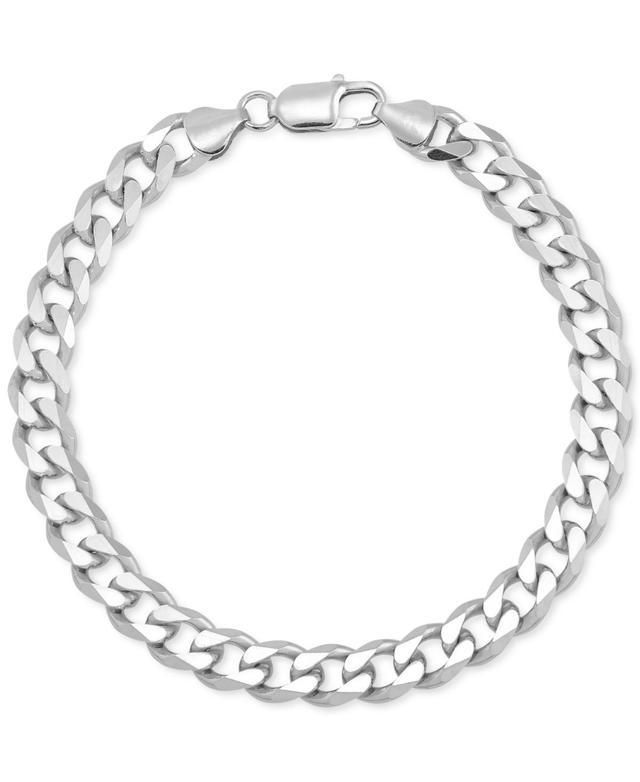 Saks Fifth Avenue Made in Italy Men's Sterling Silver Flat Curb Chain Bracelet  - male - Size: one-size Product Image