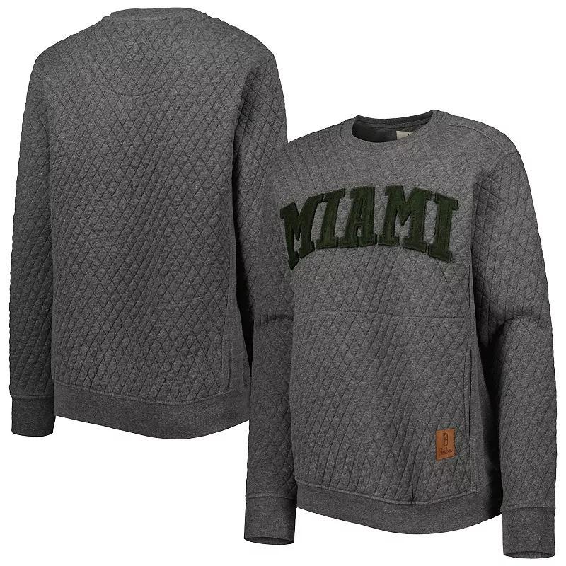 Womens Pressbox Heather Charcoal Miami Hurricanes Moose Quilted Pullover Sweatshirt Product Image