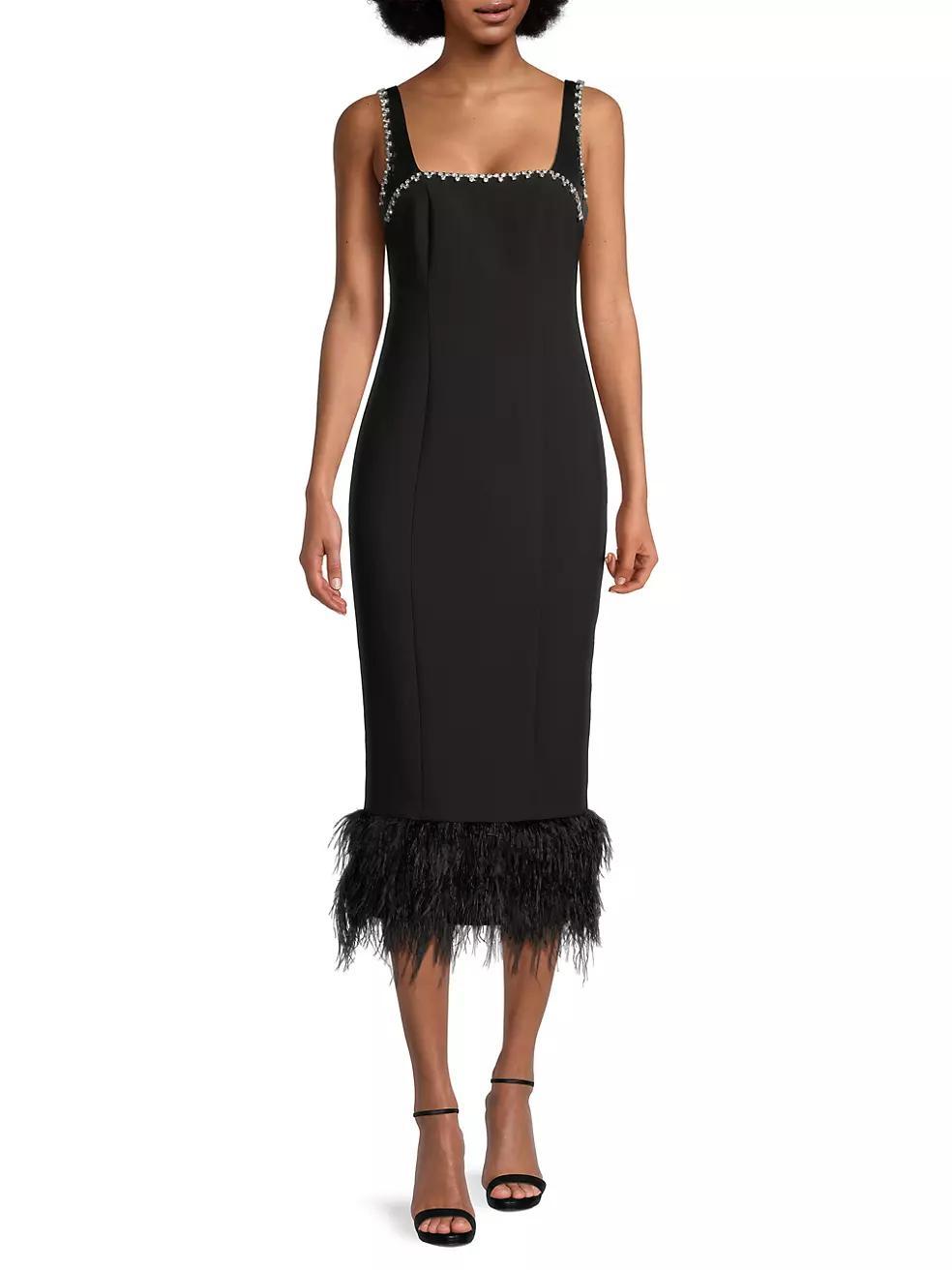 Georgie Feather-Embellished Midi-Dress Product Image